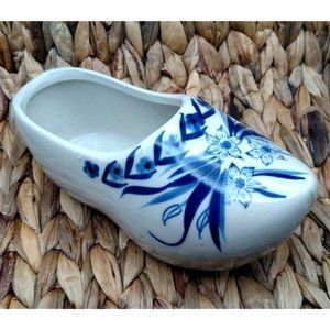 Vintage Blue Dutch Shoe Decoration or Planter, EUC